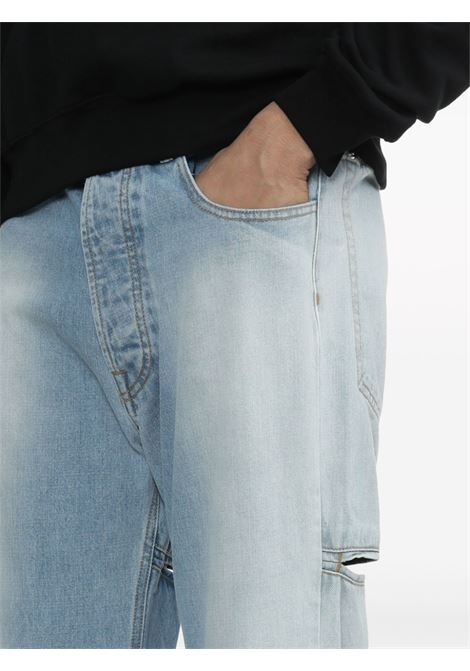 Blue cut-out straight-leg jeans - men RANDOM IDENTITIES | RAN03P0011